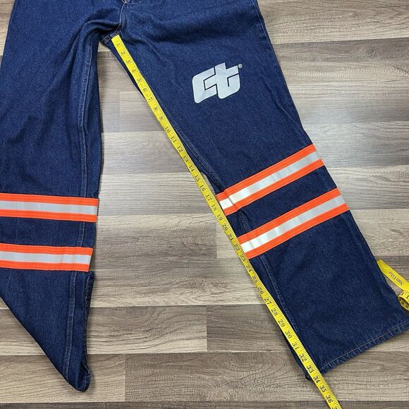 Vintage Calpia Caltrans Jeans Made In USA Zipper Fly Snap Reflective Size 42x34 - Picture 6 of 10
